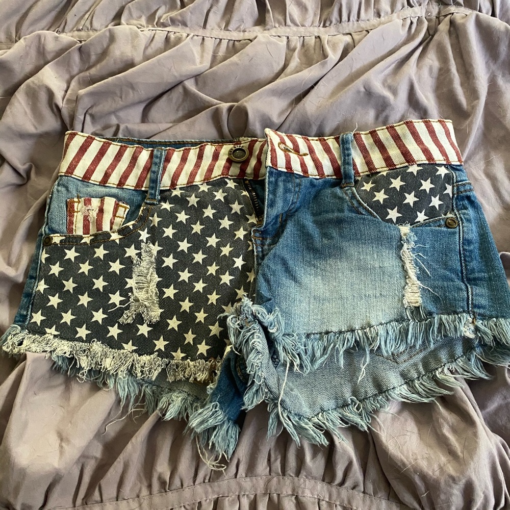 Hotkiss American flag denim short shorts